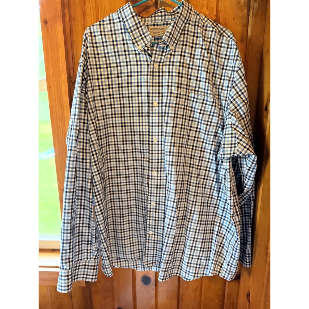 Duluth Trading Co. Wrinklefighter Shirt - Men's 2XL Blue Plaid Button Down